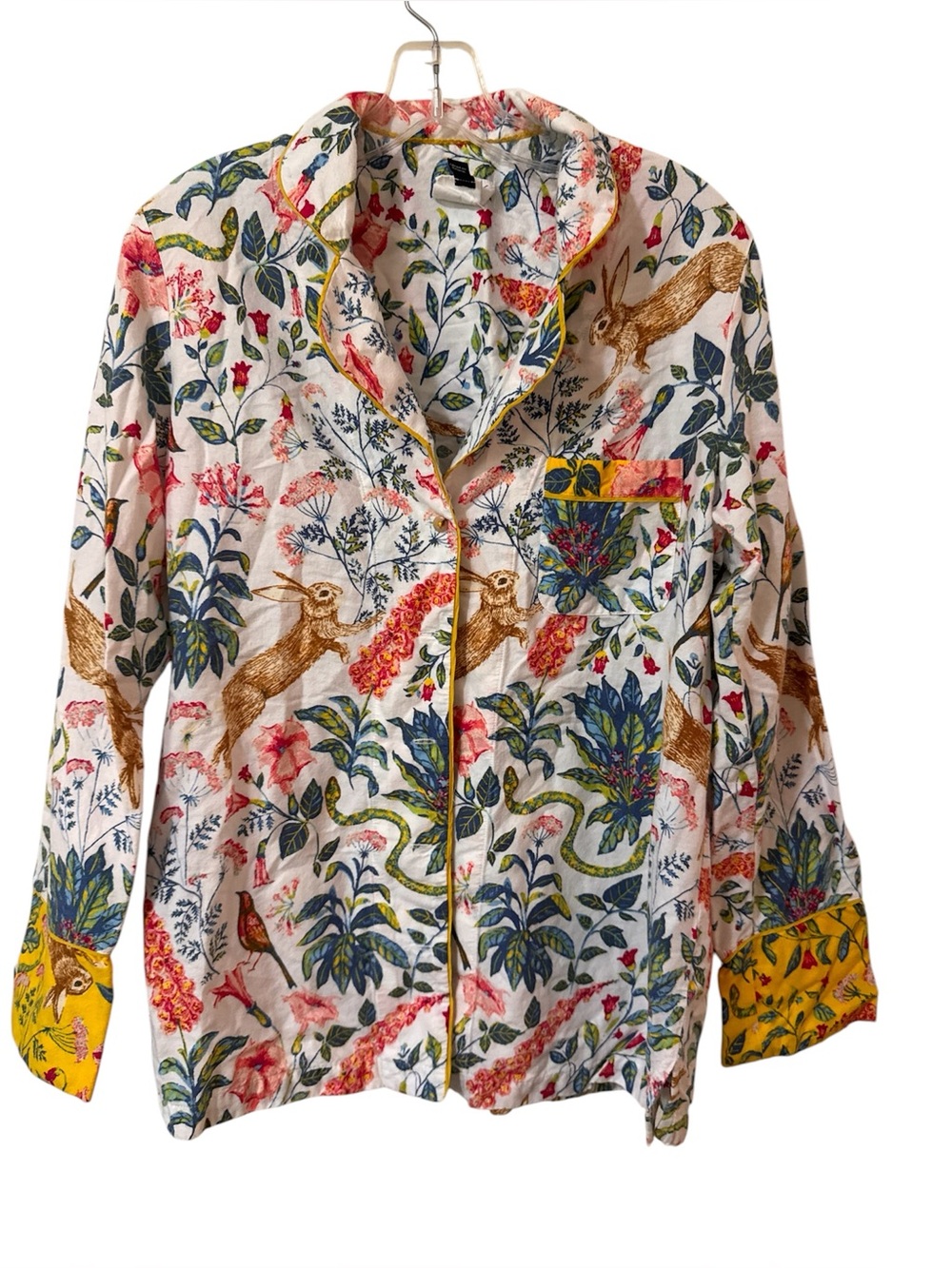 Anthropologie Kelly Louise Judd Forest Fable Flannel Pajama Top Yellow M Medium